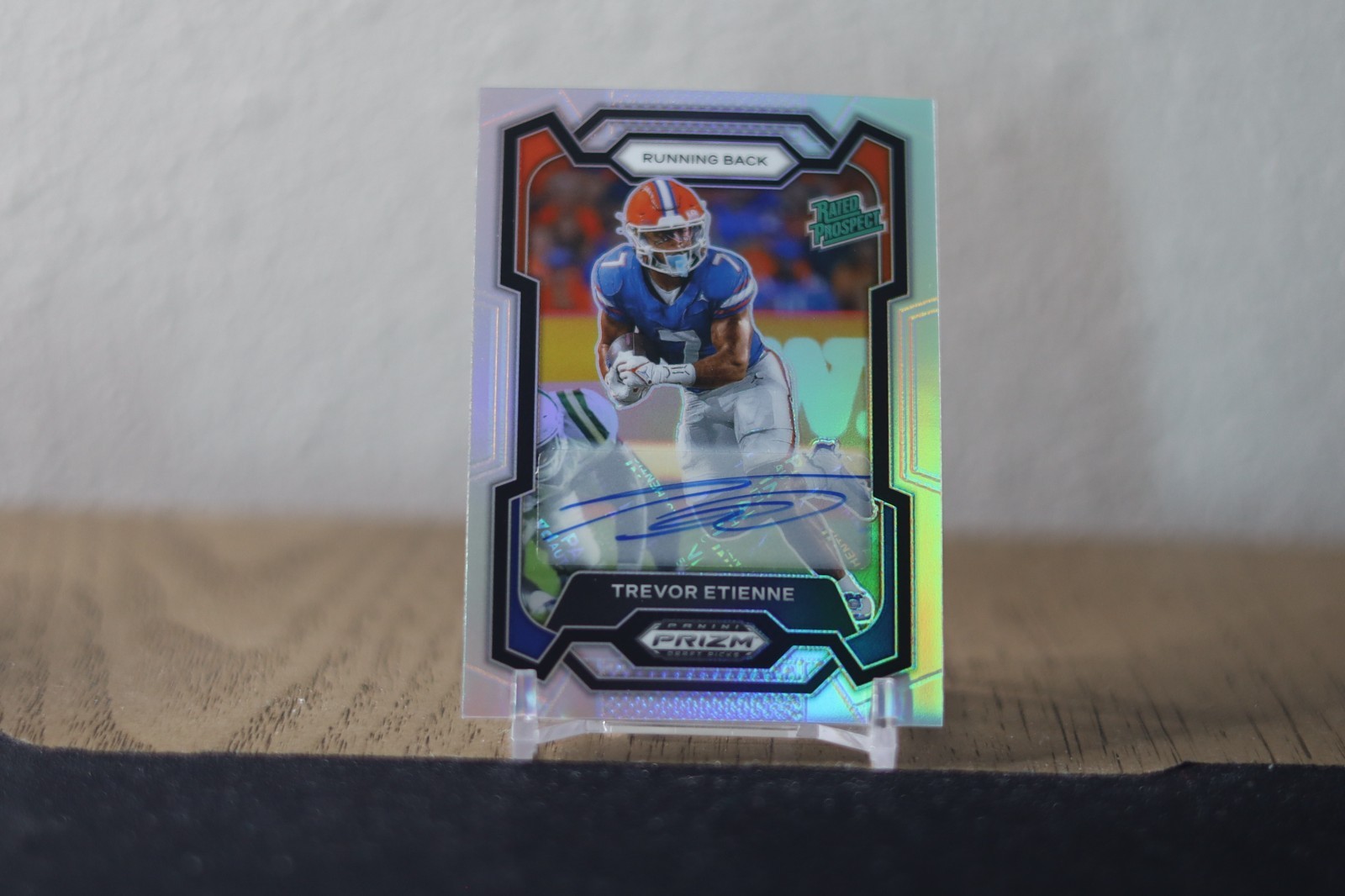 2024 Prizm Draft Picks Auto Trevor Etienne Rate Prospect Silver Prizm #196