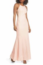 Lulus Contrast Side Trumpet Gown SZ L Blush