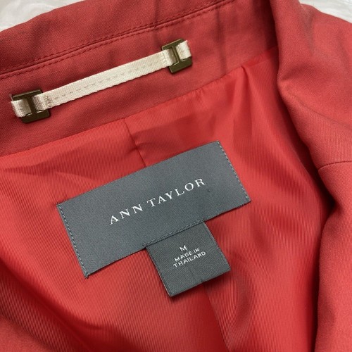 Ann Taylor Women's Knee Length Trench Coat Size M Pink Raspberry - Picture 12 of 24