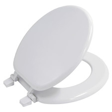 Molded Wood Toilet Seat White Bathroom Replacement Seat Durable Easy Install