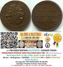 c. 1790 GB ½ PENNY CONDER TOKEN - MIDDLESEX SPENCE ODD FELLOWS - D&H 798 CT 1166
