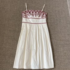 LOFT Ann Taylor Spaghetti Strap Midi Empire Waist Midi Dress Embroidered 8