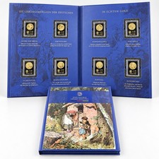 8x gold coins proof 585 gold 12.40 g 200 years Grimm fairy tales MDM proof mirror shine