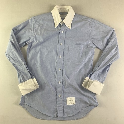 Camisa con botones THOM BROWNE para mujer talla 0 azul puño azul (cuello blanco) - Imagen 1 de 11