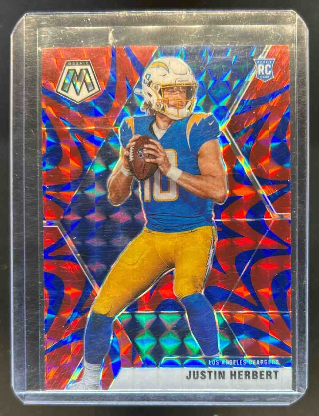 2020 Mosaic Justin Herbert RC Prizm Reactive Blue Rookie #204 Chargers