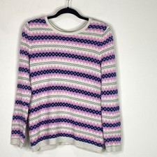 Talbots Fair Isle Zip Back Sweater Women's Size Medium Petite