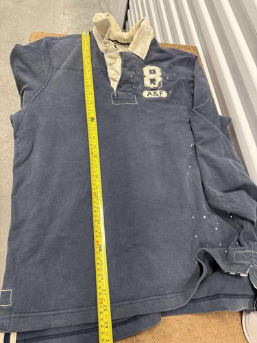 Vintage Abercrombie Fitch Rugby Shirt Uomo L Blu Gomma Bottoni Polo Invecchiata - Foto 15 di 15