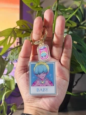 KPop Demon Hunter Saja Boys Baby Mini Soda Pop Custom Acrylic Keychain Anime