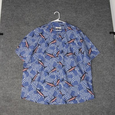 Magellan Outdoors Fishing Shirt Mens 3XL Blue Marlin USA Flag Short Sleeve
