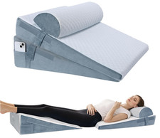 3 PCS Bed Wedge Pillow Set for Sleeping, 12" Adjustable Triangle Pillow Wedges