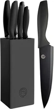 MasterChef Knife Set with Block, 6 Kitchen Knives and a Universal Knife Holder, 