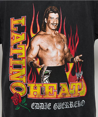 Eddie Guerrero shirt  Latino Heat Black Wash T-Shirt PNA_046 FREE SHIPPING