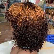 Echte Haare Damen Perücke  Farbe 3 tones Wel...