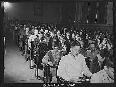 San Augustine Texas 1930s High School Student Body Singing General Assembly