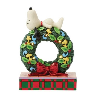 Jim Shore Peanuts SNOOPY SLEEPING ON LED WREATH-HAPPY HOLIDAY DREAMS 6017242