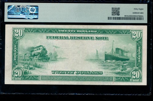 AC Fr 991b 1914 $20 Chicago FRN PMG 58 - Picture 2 of 2