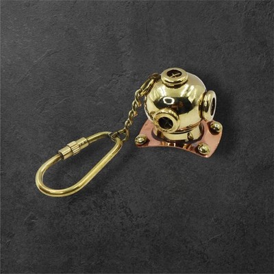 10`pcs Lot Brass Diving Helmet Keychain: Nautical Scuba Diver Keyring