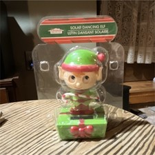 Hosel Solar Powered Animated Elf Figurine Christmas Holiday Plastic Green Red