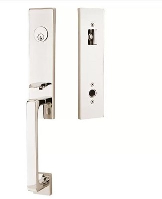Emtek 4818HECRHUS14 Davos Single Cyl Entry Set RH Hercules Lever Polished Nickel