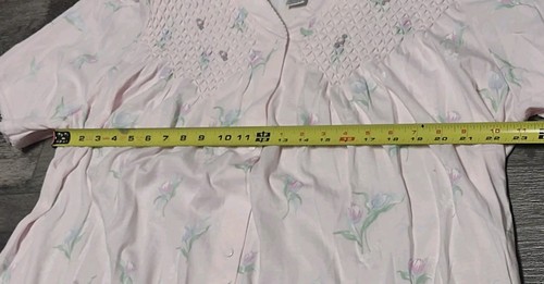 Vintage NWT Aria Nightgown House Coat Large Floral Cotton Short Sleeve Pockets - Picture 6 of 12
