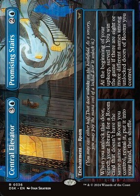 x1 Central Elevator // Promising Stairs - Foil - Borderless R MTG Duskmourn: Hou