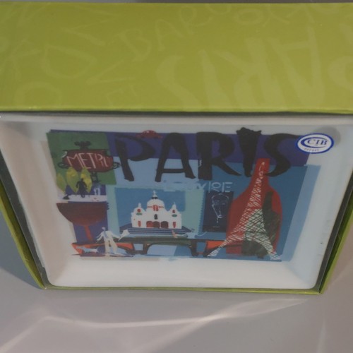 Crate & Barrel 6 Travel Plates Paris London Tokyo Barcelona Venice NY NEW IN BOX - Picture 3 of 9