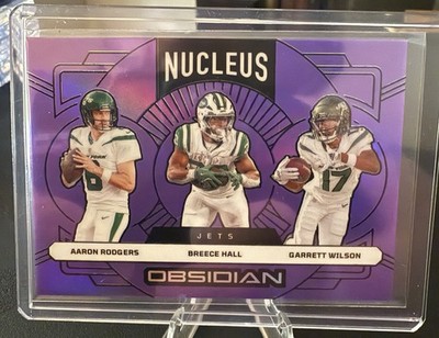 Rodgers, Hall, Wilson Nucleus Purple /50 2024 Obsidian Football. NY Jets!