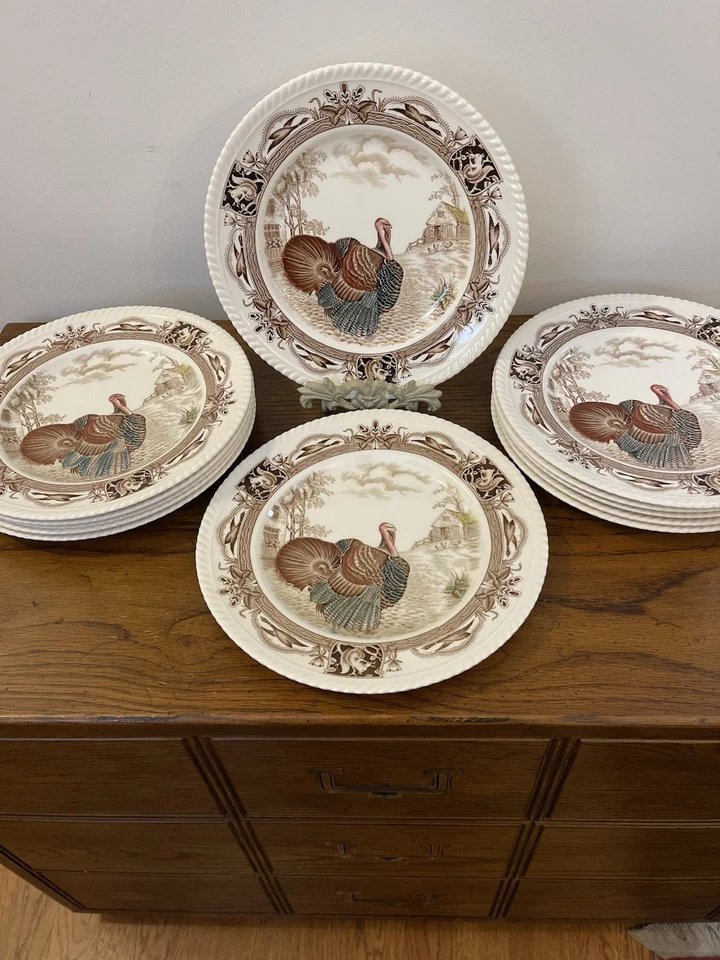 12 platos de cena vintage multicolores Barnyard King hechos por Johnson Brothers Foto 2 de 4