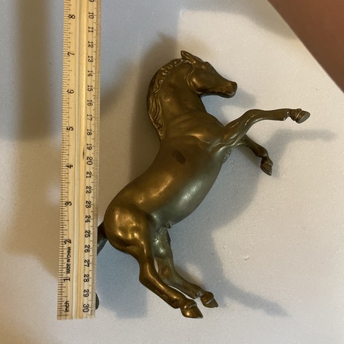 MCM Solid Brass Rearing Horse Stallion Mustang Statue Figurine 8” 1970’s - Picture 5 of 7