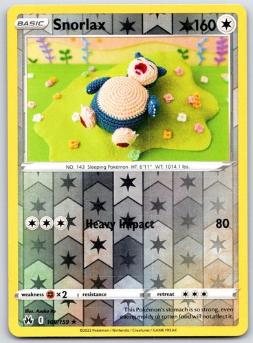 Snorlax 109/159 Crown Zenith Reverse Holo Pokemon NM Asako Ito