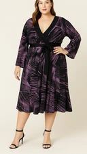 Bisou Bisou Purple & Black Dress Formal Cocktail sz XL stretchy abstract print