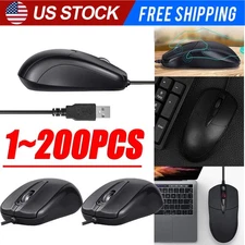 USB 2.0 Optical Wired Scroll Wheel Mouse  PC Laptop Notebook Desktop Black Lot