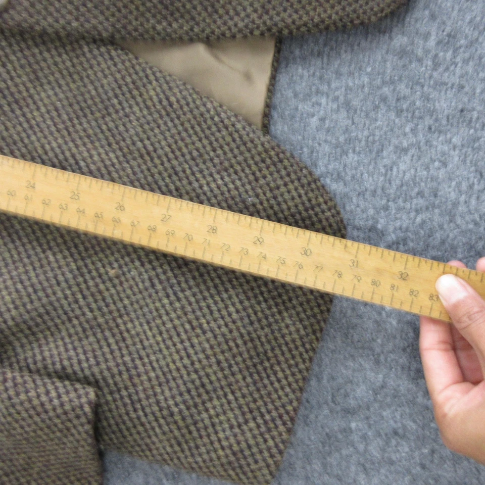 Canali Blazer Mens 40R 50 Brown Green Wool Cashmere Tweed Houndstooth Made Italy - Image 3 of 4