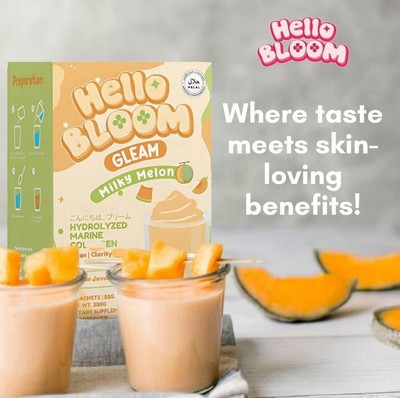 Hello BLOOM GLEAM Milky Melon Collagen Drink (10 Beutel) 