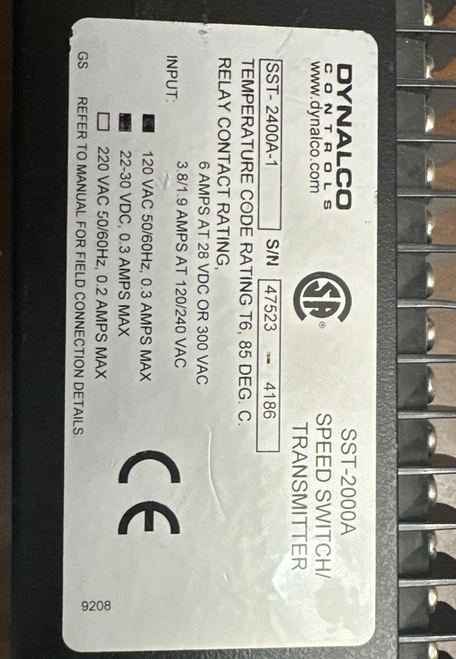 DYNALCO SST-2000A SPEED SWITCH/TRANSMITTER - Image 2 of 4