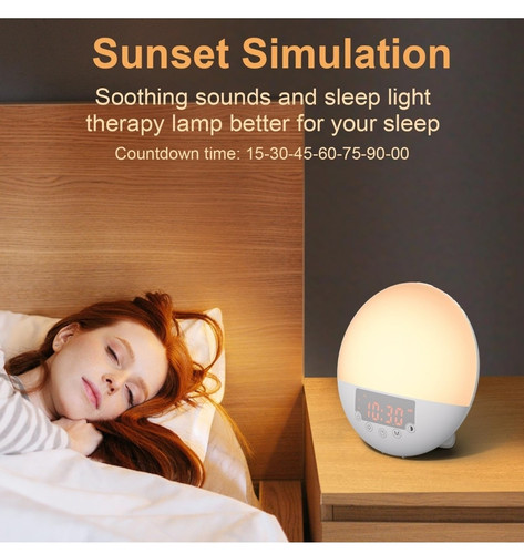 Wake Up Light 10000 Lux UV Free Sunrise Alarm Clock Dimmable 10 Natural Sounds - Picture 3 of 8