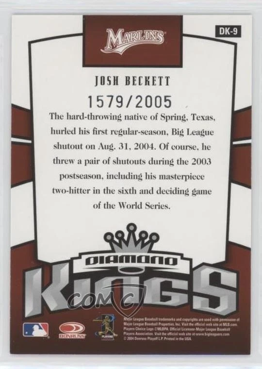 2005 Donruss Diamond Kings Silver /2005 Josh Beckett #DK-9 - Image 2 of 2