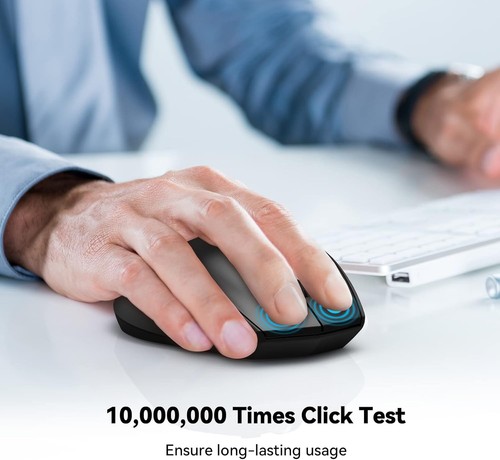 TECKNET Wireless Bluetooth Mouse, 4800 DPI Cordless Mice Ergonomic Black  - Picture 2 of 9