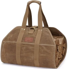 INNO STAGE Canvas Wood Carriers Fire Wood Log Tote Bag, Waxed Canvas Hay Haul...