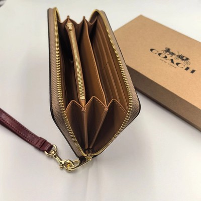 2026 COACH Long Zip Around Wallet In Signature Canvas With Cherry