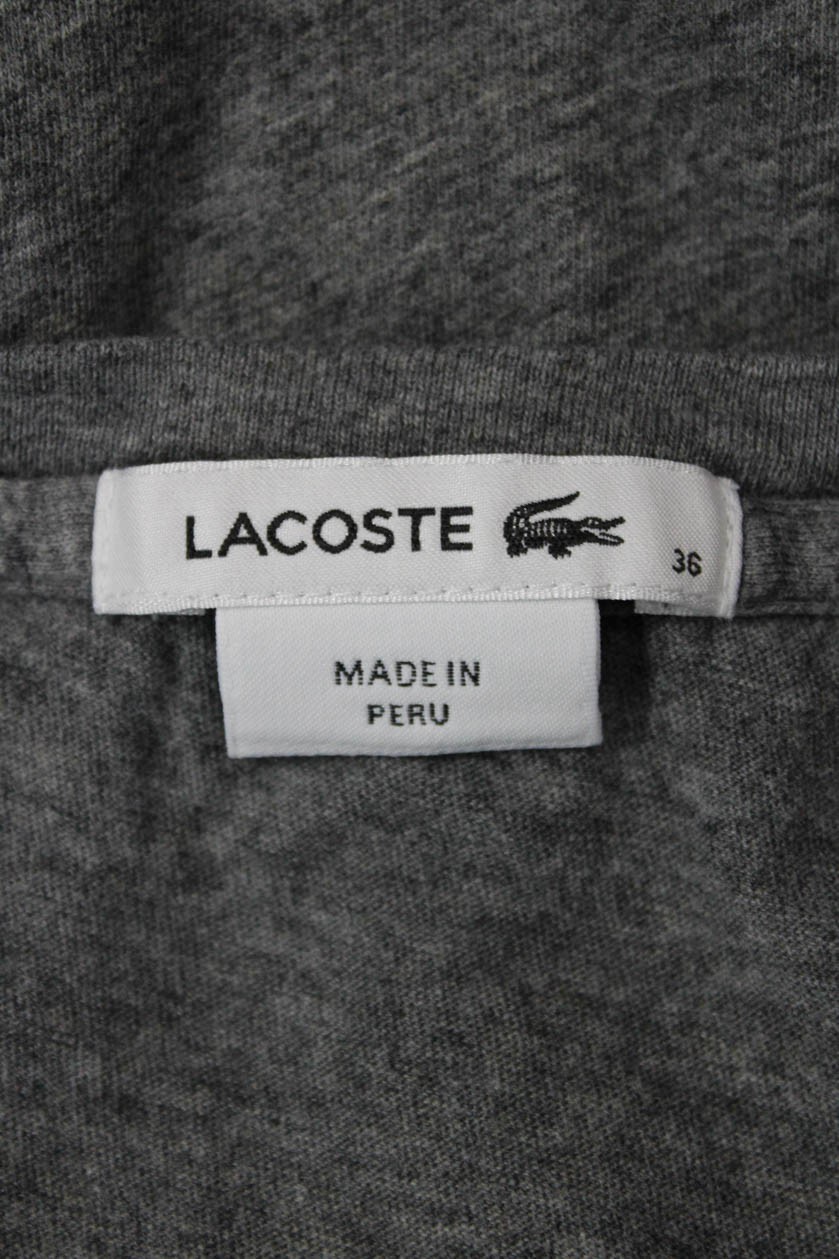 Lacoste Womens Long Sleeves V Neck Tee Shirt Grey Cotton Size EUR 36 thumbnail 6