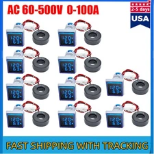 1-10PK AC 60-500V 0-100A 22mm 3in1 Voltmeter Ammeter LED Digital Volt/AMP Meter