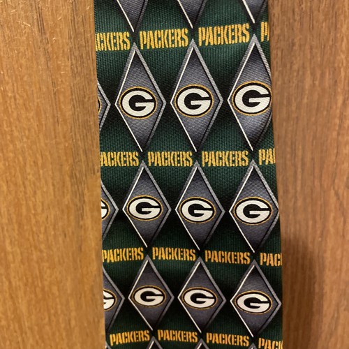 NFL Green Bay Packers Tye 100% seta diamante design verde/grigio/oro/grande G - Foto 2 di 9