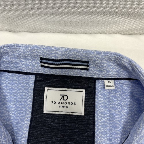 7 DIAMONDS Pretzel Logic Men's Size XL Blue 4-Way Stretch Woven Button Shirt - Picture 3 of 8
