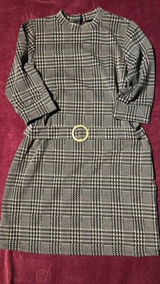 Orsay Damenkleid  beige-schwarz Karomuster Gr. L, NEU