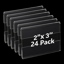 24 Pack Wall Mount Acrylic Sign Holder 2x3 Inch, Clear Plastic Door Sign Holders