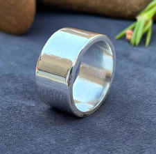 925 Sterling Silver Band Ring, Simple plain Band Ring, Wide Handamde Ring MUK008