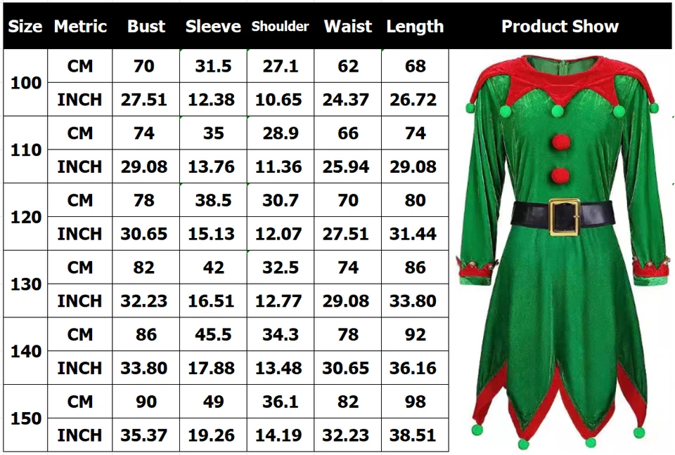 Womens Elf Cosplay Costume Full Set Christmas Party Adult Kids Xmas Santa Outfit - image 2 of 4