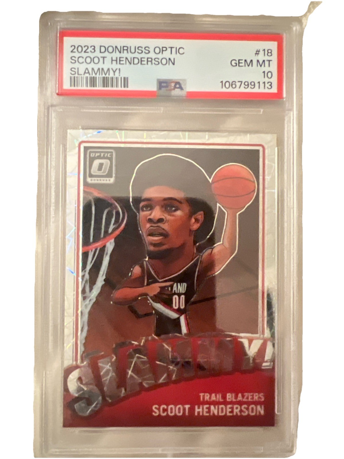 Scoot Henderson 2023 Panini Donruss Optic Slammy! Rookie PSA 10 Trail Blazers