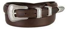 Silver Engraved Rope Edge Buckle Set Oil-Tanned Genuine Leather Western Range...